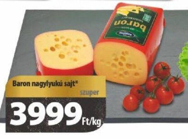 Coop Baron nagylyukú sajt 1kg ajánlat
