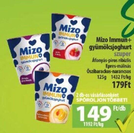 Coop Mizo Immun gyümölcsjoghurt 125g ajánlat