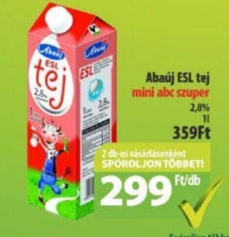 Coop Abaúj ESL tej 1l ajánlat
