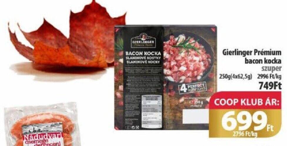 Coop Gierlinger Prémium bacon kocka 250g ajánlat
