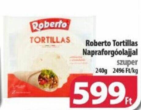 Coop Roberto Tortillas Napraforgóolajjal 240g ajánlat
