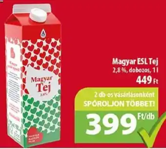 Coop Magyar ESL Tej 1 l ajánlat