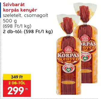 Spar Szívbarát korpás kenyér 500 g ajánlat