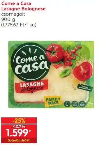 Spar Come a Casa Lasagne Bolognese 900 g ajánlat