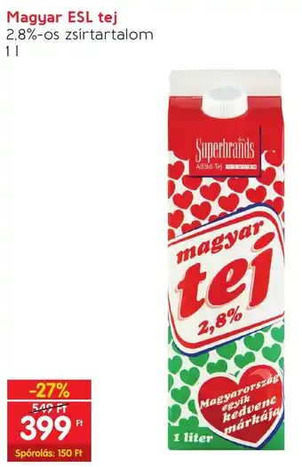 Spar Magyar ESL tej 1 l ajánlat
