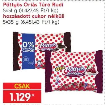 Spar Pöttyös Óriás Túró Rudi stb. 5 x 51 g / 5 x 35 g ajánlat