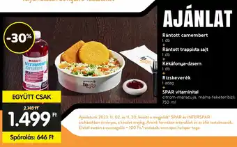Spar Rántott camembert stb. 1 db / 1 adag / 750 ml ajánlat