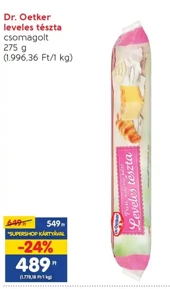 Spar Dr. Oetker leveles tészta 275 g ajánlat