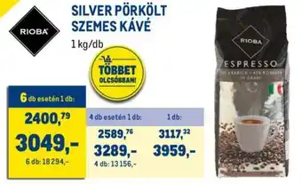 RIOBA SILVER PÖRKÖLT SZEMES KÁVÉ 1kg