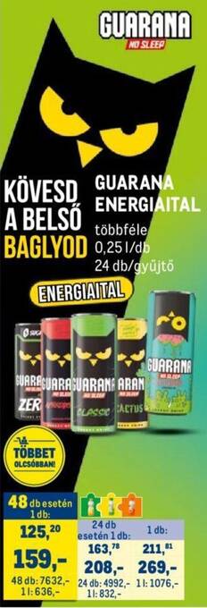 Metro GUARANA ENERGIAITAL 0,25l ajánlat
