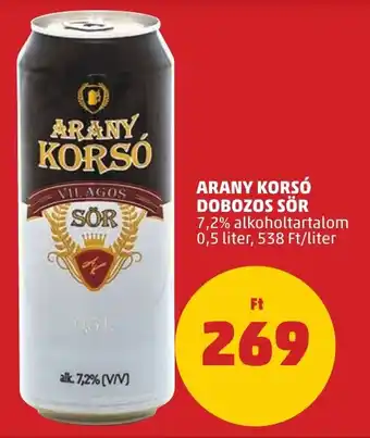 PENNY ARANY KORSÓ DOBOZOS SÖR 0,5 l ajánlat