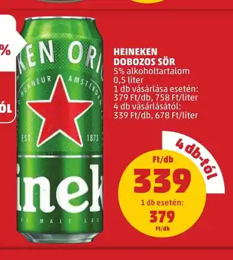 PENNY HEINEKEN DOBOZOS SÖR 0,5 l ajánlat