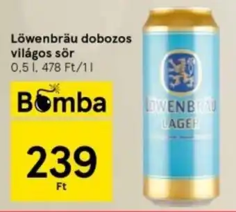 Tesco Löwenbräu dobozos világos sör 0,5 l ajánlat