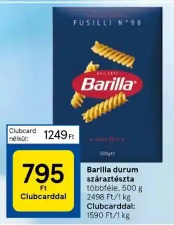 Tesco Barilla durum száraztészta 500 g ajánlat