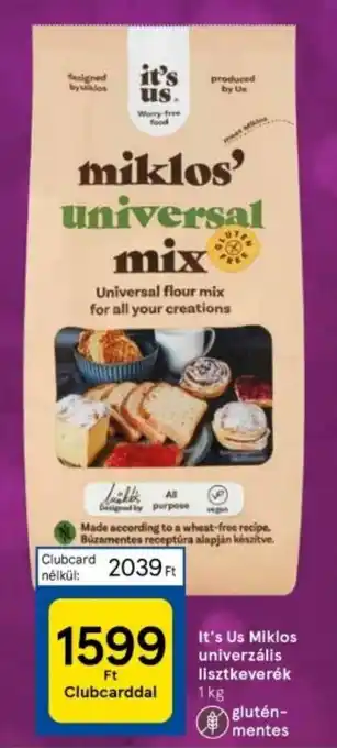 Tesco It's Us Miklos univerzális lisztkeverék 1 kg ajánlat