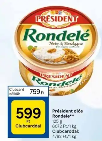 Tesco Président diós Rondele 125g ajánlat