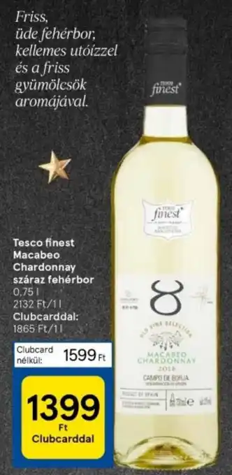 Tesco finest Macabeo Chardonnay száraz fehérbor 0,75l