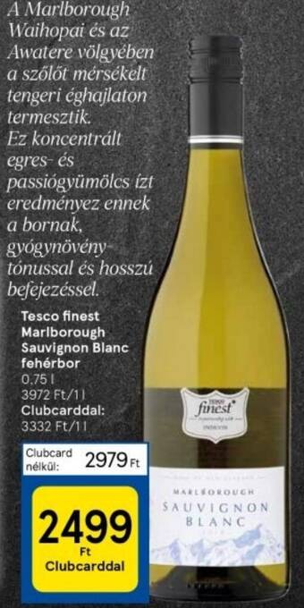 Tesco Tesco finest Marlborough Sauvignon Blanc fehérbor 0.75l ajánlat