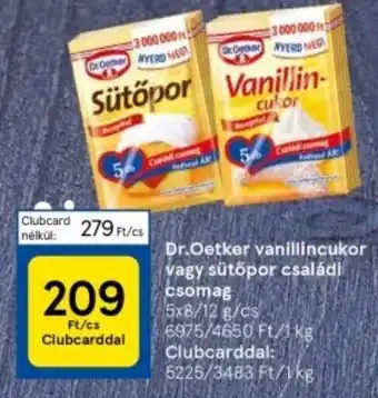 Tesco Dr Oetker vanillincukor vagy sütőpor családi csomag 5x12g ajánlat