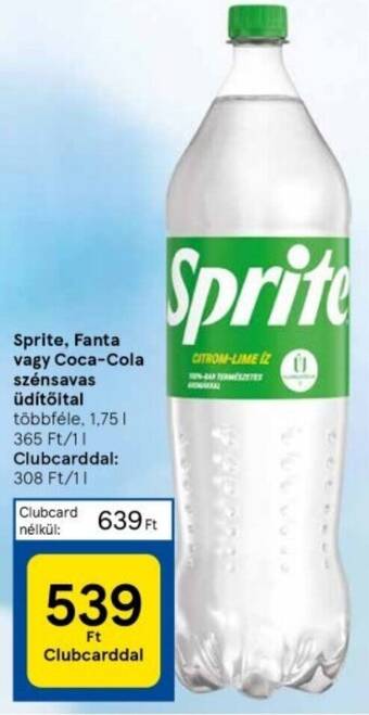 Tesco Sprite Fanta vagy Coca Cola szénsavas üdítőital 1,75l ajánlat