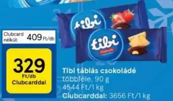Tesco Tibi táblás csokoládé többféle 90 g ajánlat