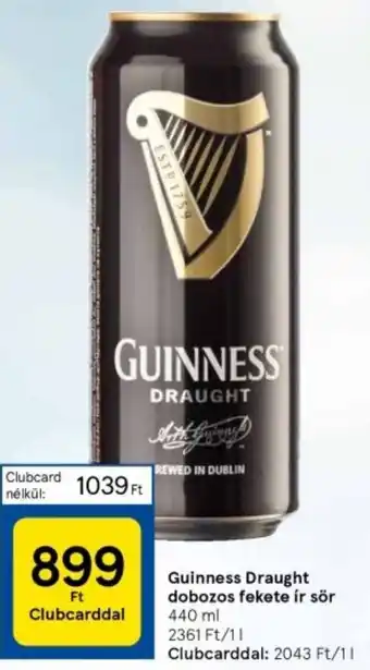 Tesco Guinness Draught dobozos fekete ír sör 440ml ajánlat