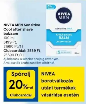 Tesco NIVEA MEN Sensitive Cool after shave balzsam 100ml ajánlat