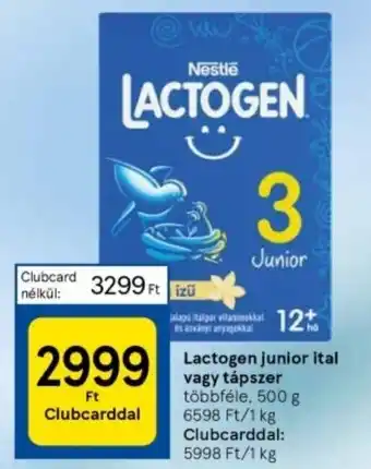 Tesco Lactogen Junior ital vagy tapszer 500g ajánlat