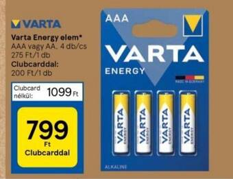 Tesco Varta Energy elem 4db ajánlat