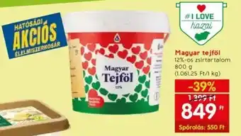 Spar Magyar tejföl 800g ajánlat