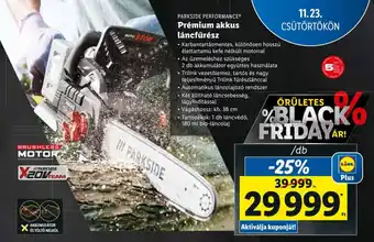 Lidl PARKSIDE PERFORMANCE Prémium akkus láncfűrész ajánlat