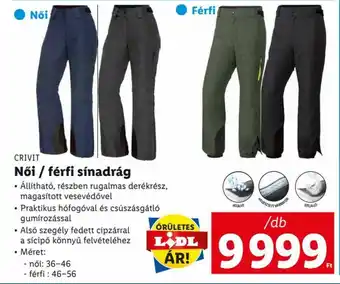 Lidl CRIVIT Női  férfi sínadrág ajánlat