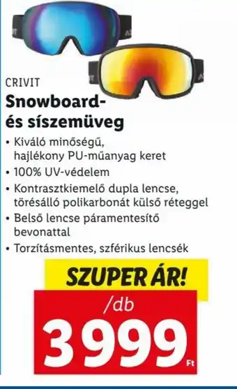 Lidl CRIVIT Snowboard és síszemüveg ajánlat
