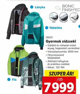 Lidl CRIVIT Gyermek sídzseki ajánlat