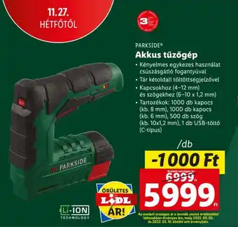 Lidl PARKSIDE Akkus tűzőgép ajánlat