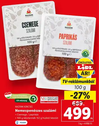 Lidl HAZÁNK KINCSEI Nemespenészes szalámi 100 g ajánlat
