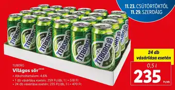 TUBORG Világos sör 0,5 l