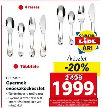 Lidl ERNESTO Gyermek evőeszközkészlet ajánlat