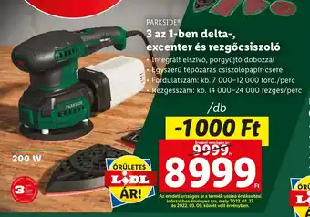 Lidl PARKSIDE 3 az 1-ben delta-, excenter és rezgőcsiszoló 1 db ajánlat
