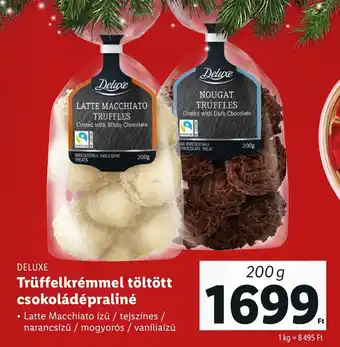 Lidl DELUXE Trüffelkrémmel töltött csokoládépraliné 200 g ajánlat