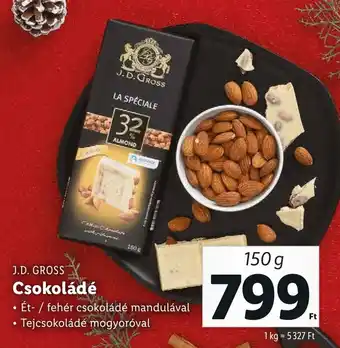 Lidl J.D. GROSS Csokoládé 150 g ajánlat