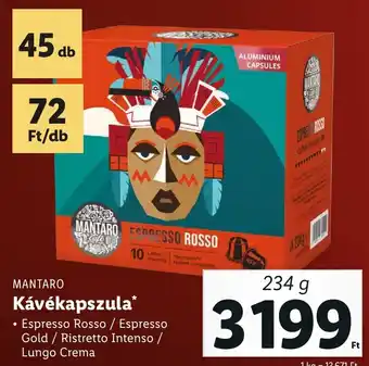 Lidl MANTARO Kávékapszula 234 g ajánlat