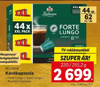 Lidl BELLAROM Kávékapszula 220 / 255,2 g ajánlat