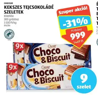 ALDI CHOCEUR KEKSZES TEJCSOKOLÁDÉ SZELETEK 300 g ajánlat