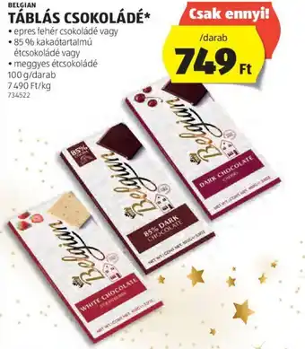 ALDI BELGIAN TÁBLÁS CSOKOLÁDÉ 100g ajánlat