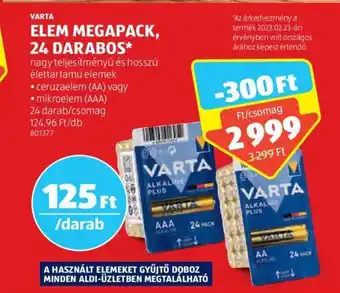 VARTA ELEM MEGAPACK 24 DARABOS