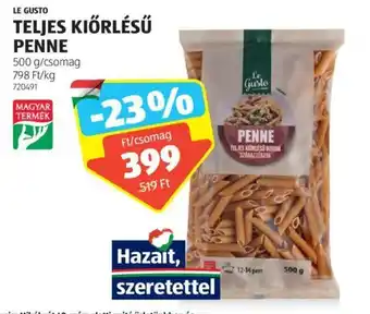 ALDI LE GUSTO TELJES KIÖRLÉSŰ PENNE 500 g ajánlat