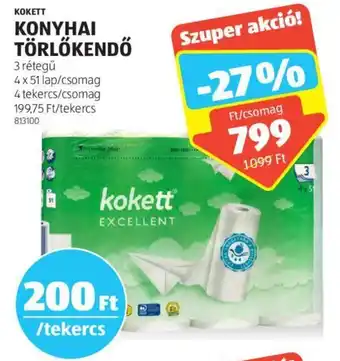 ALDI KOKETT KONYHAI TÖRLŐKENDŐ 4 x 51 lap ajánlat
