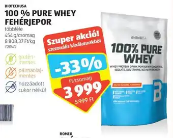 ALDI BIOTECHUSA 100% PURE WHEY FEHÉRJEPOR 454 g ajánlat