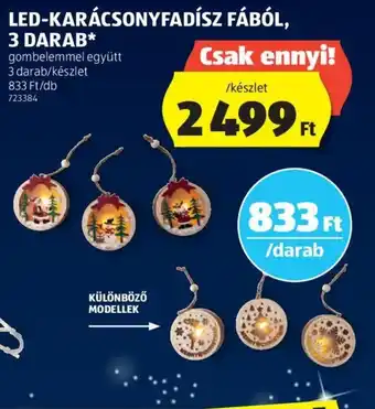 LED-KARÁCSONYFADÍSZ FÁBÓL 3 db